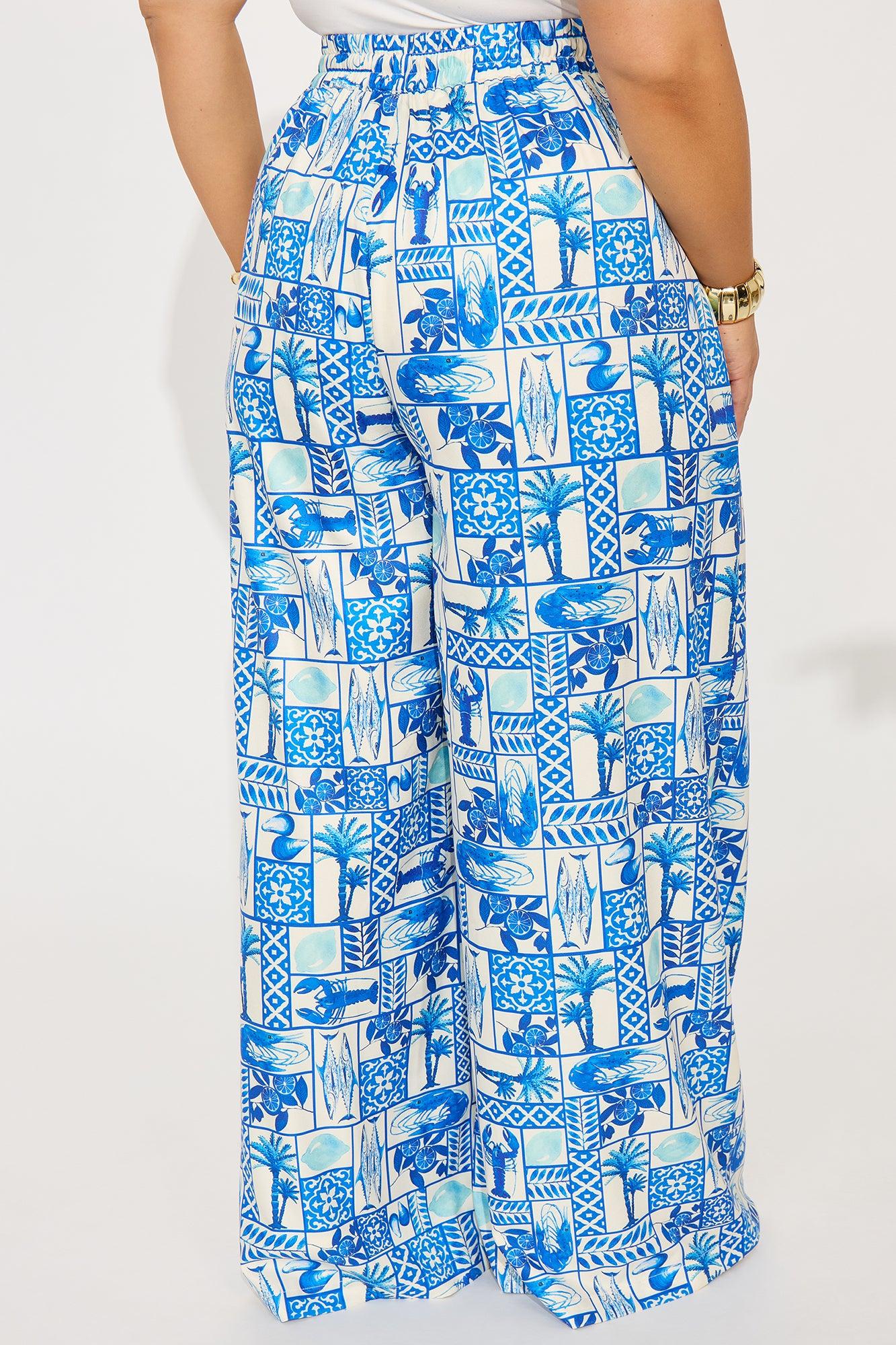 Mediterranean Bliss Satin Pant - Blue/combo Product Image