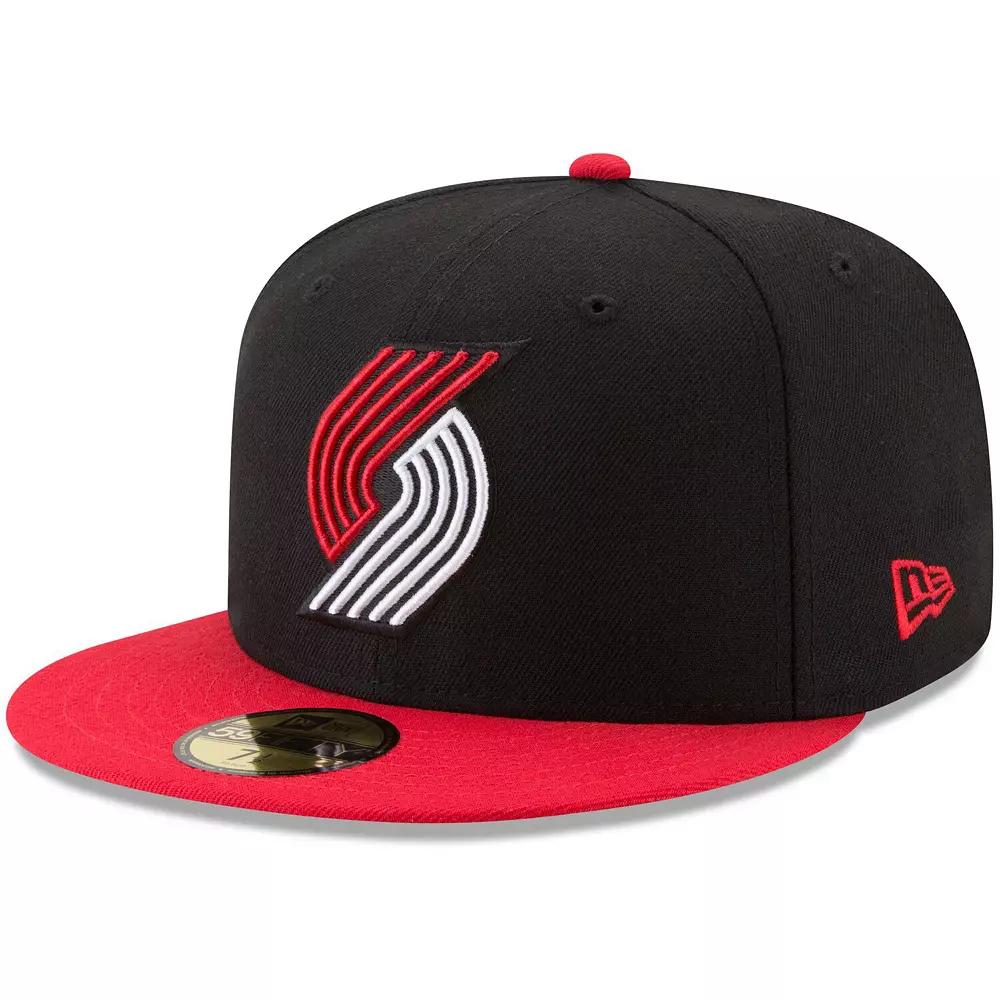 Men's New Era Black/Red Portland Trail Blazers Official Team Color 2-Tone 59FIFTY Fitted Hat,  Product Image