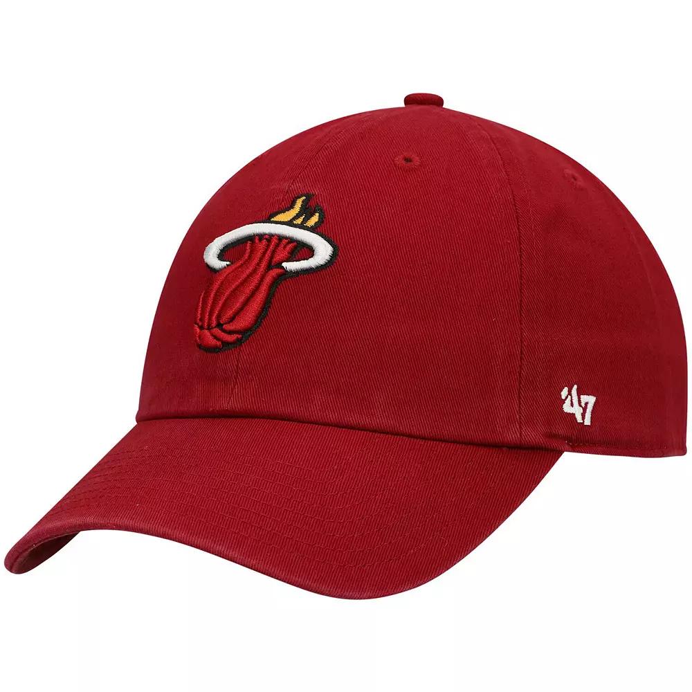 Men's '47 Red Miami Heat Team Clean Up Adjustable Hat Product Image