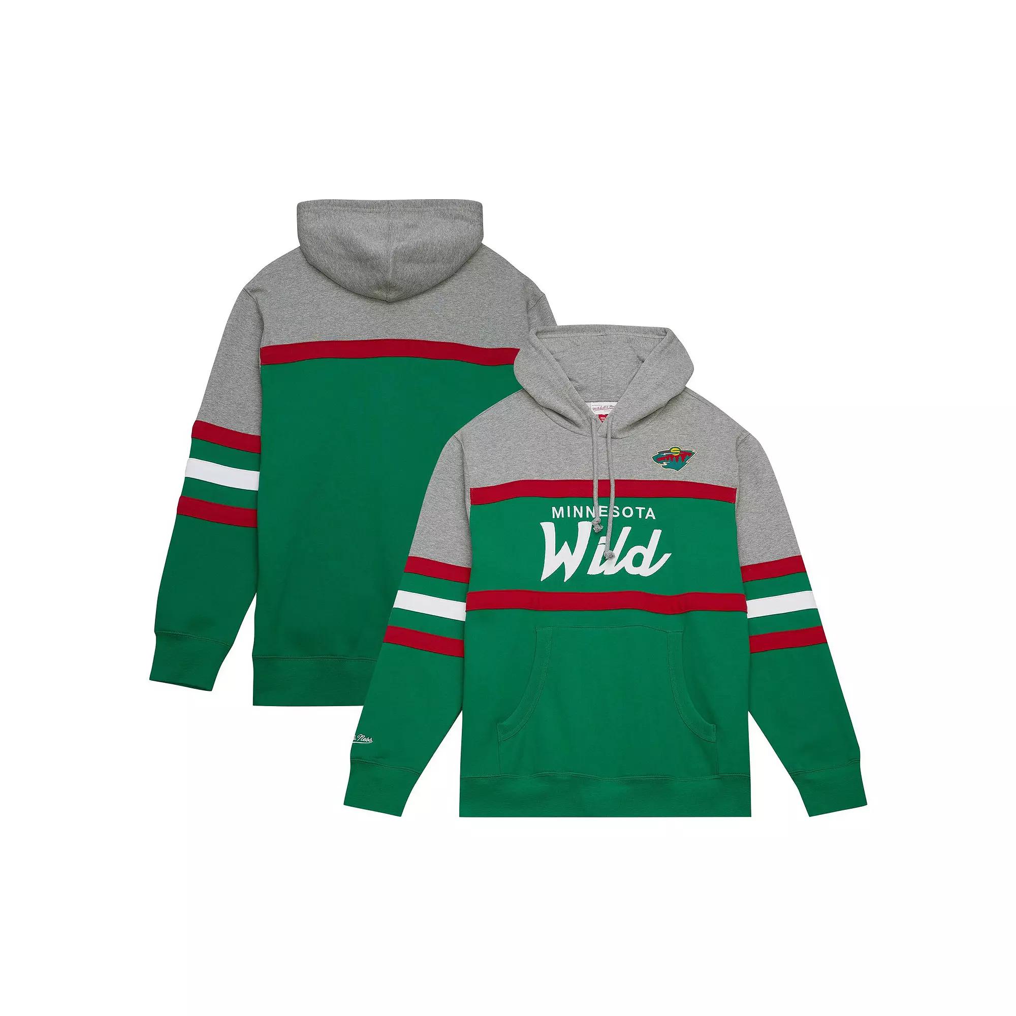 Men's Mitchell & Ness Green/Gray Minnesota Wild Head Coach Pullover Hoodie, Size: 3XL Product Image