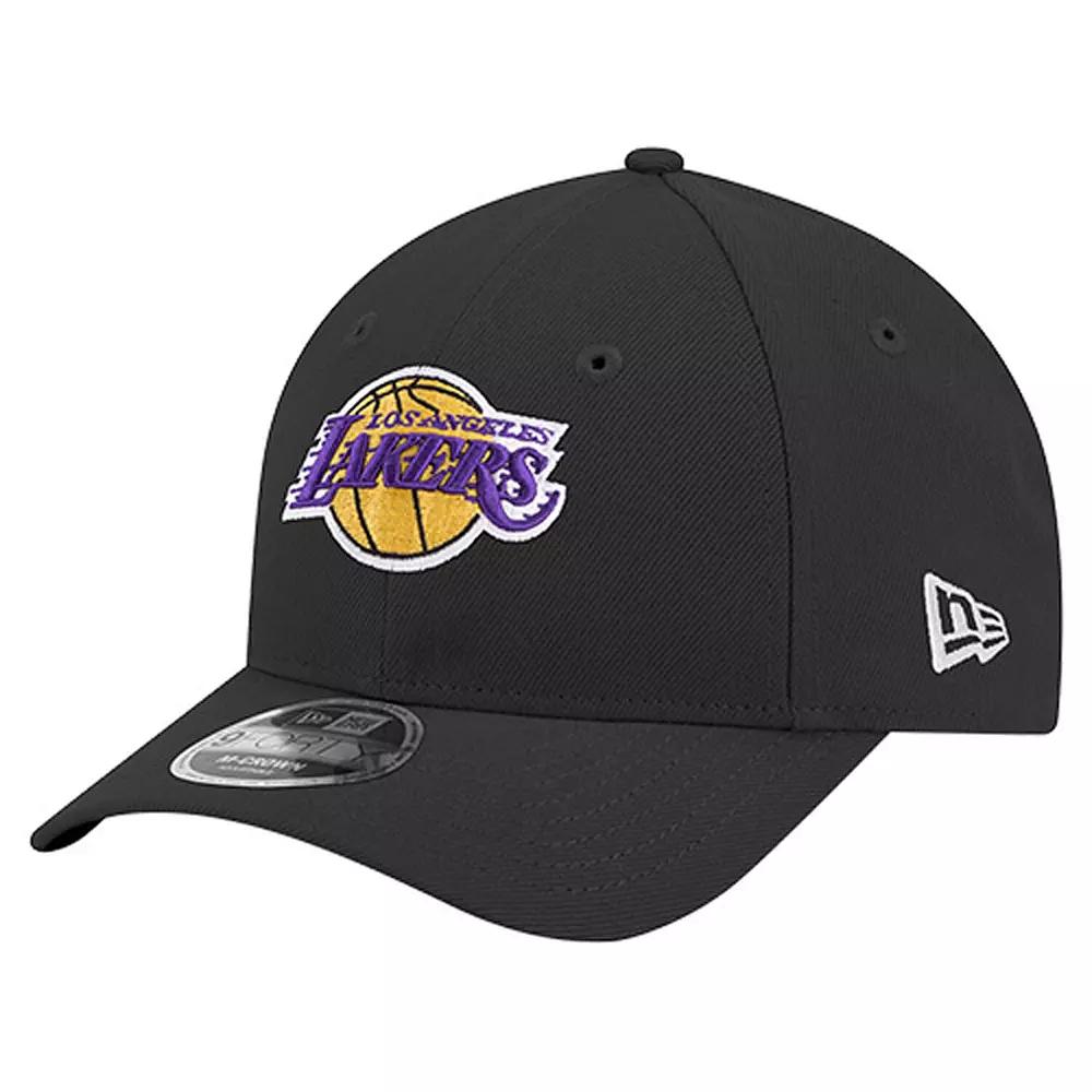 Men's New Era Black Los Angeles Lakers 9FORTY Stock M-Crown Adjustable Hat Product Image