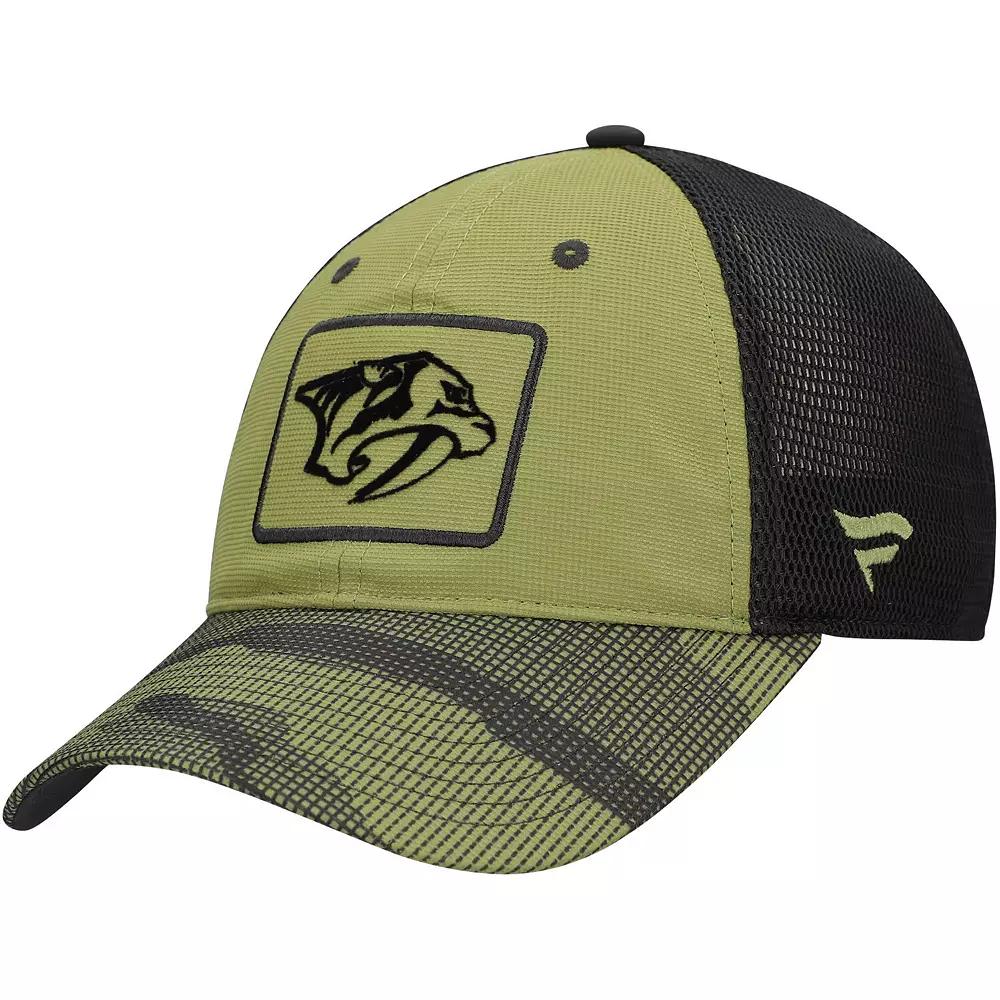 Men's Fanatics  Olive Nashville Predators Military Appreciation Trucker Adjustable Hat, Pdt Team Product Image