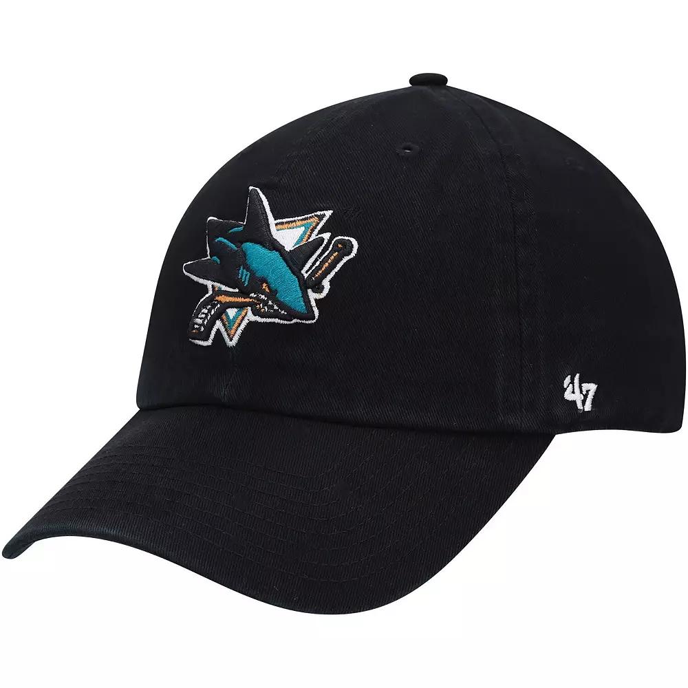 Men's '47 Black San Jose Sharks Team Logo Clean Up Adjustable Hat, Sks Black Product Image