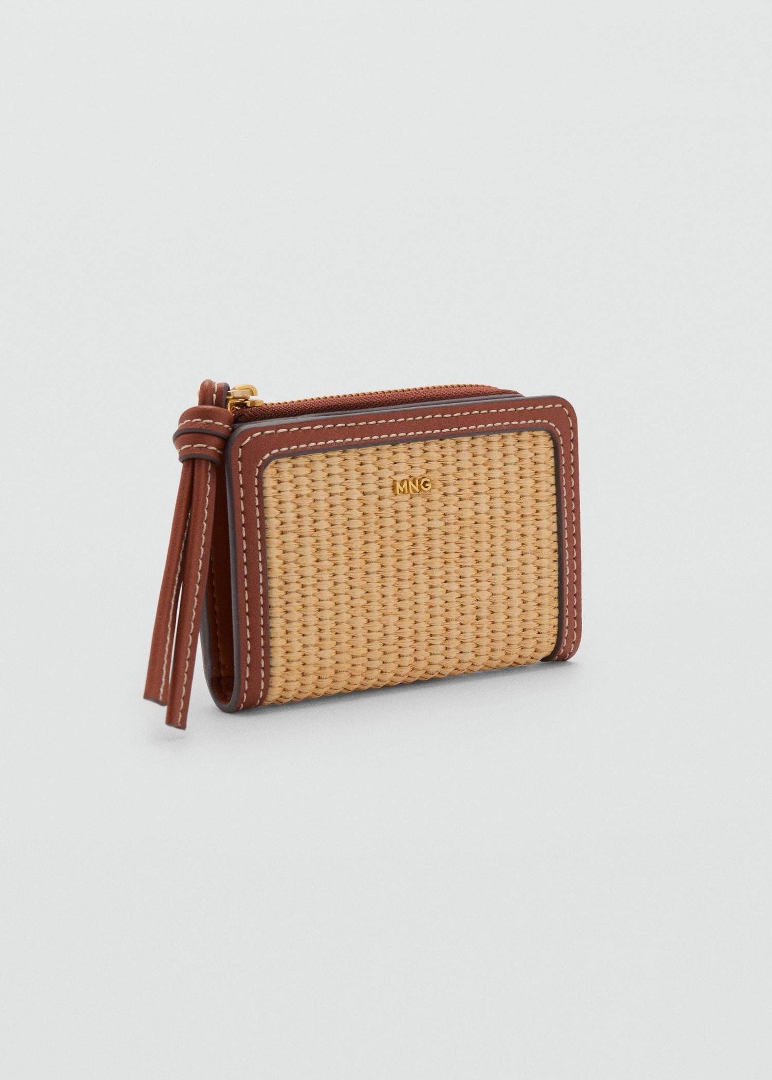 Raffia-effect wallet with flap - Women | MANGO USA Product Image
