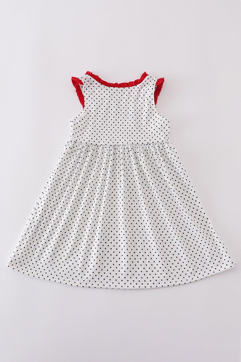 Red cake embroidery dot dress Product Image