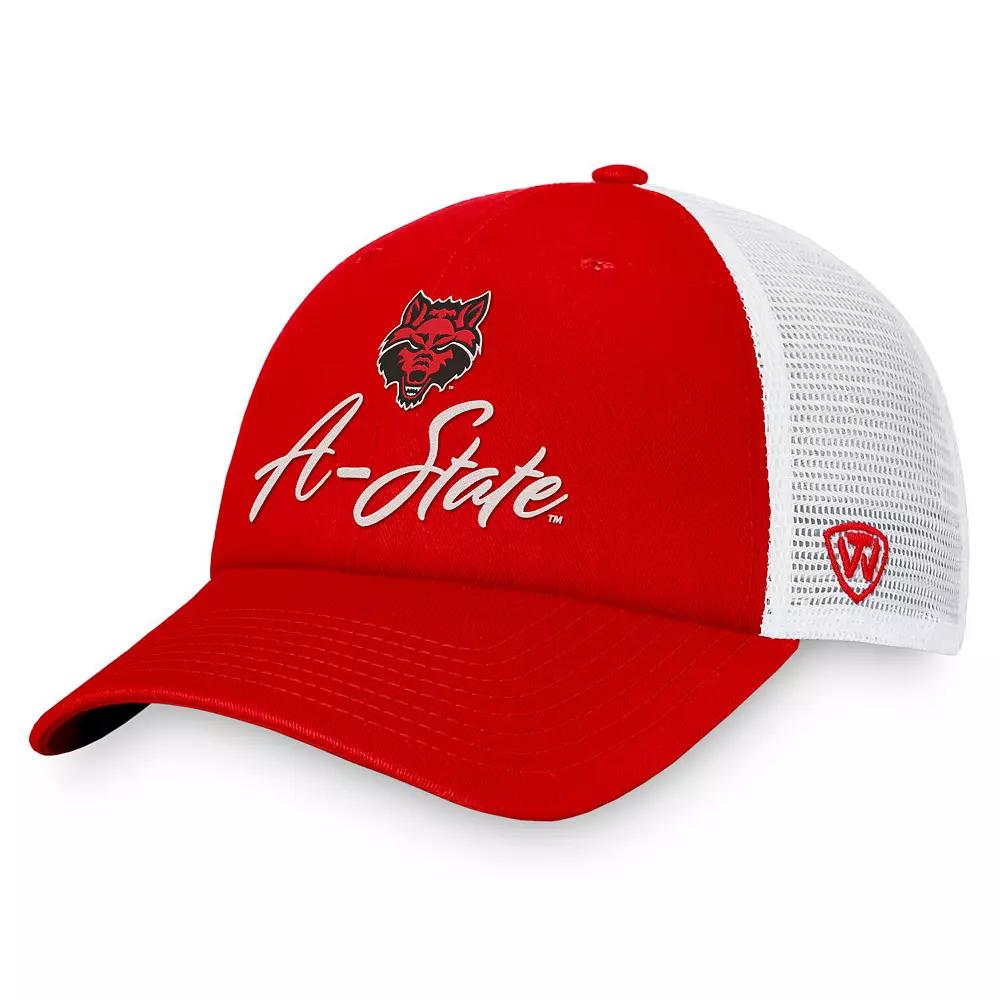 Women's Top of the World Scarlet/White Arkansas State Red Wolves Charm Trucker Adjustable Hat, Ars Red Product Image