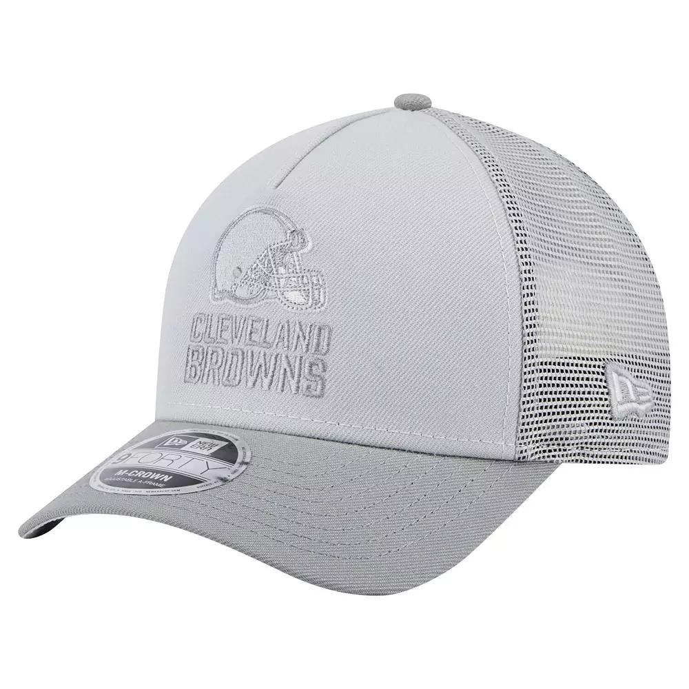 Men's New Era Gray Cleveland Browns Domain 9FORTY A-Frame Trucker Adjustable Hat, Grey Product Image