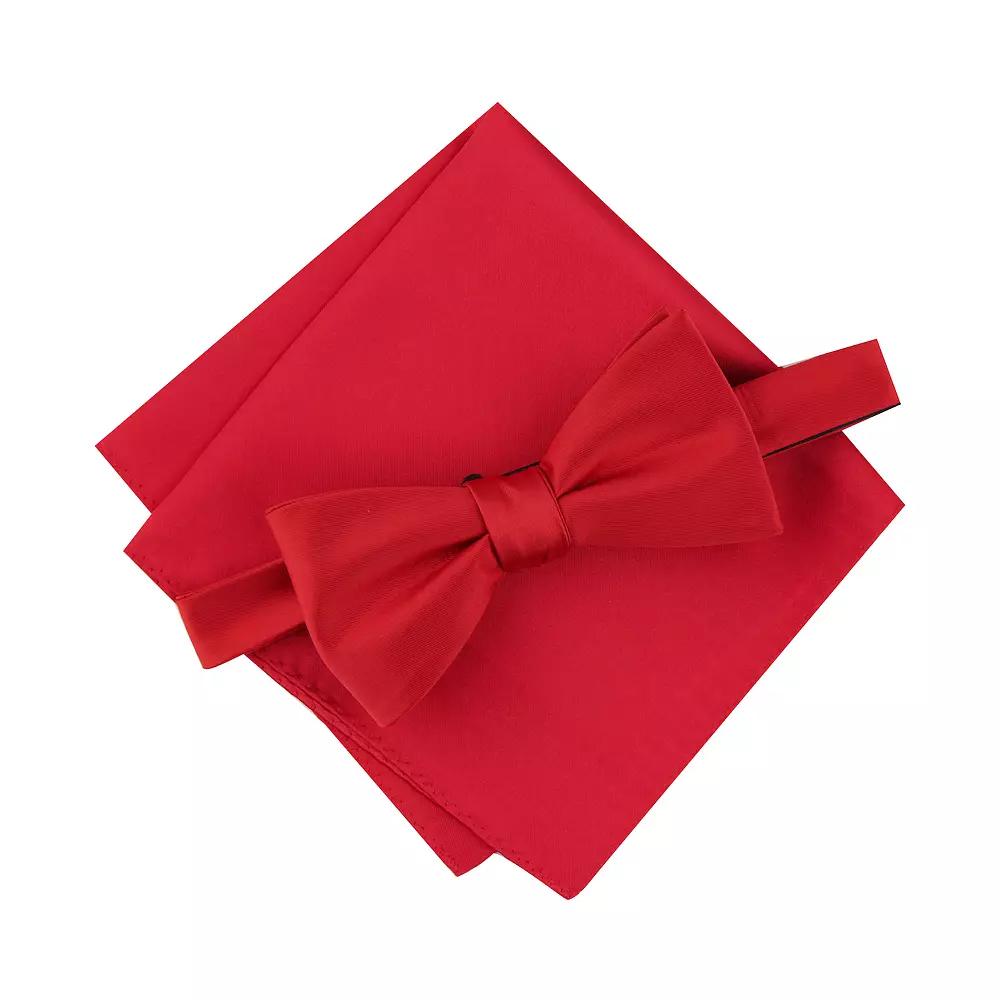 Men's Bespoke Pre-Tied Bowtie Set, Red Bowtie Set Product Image