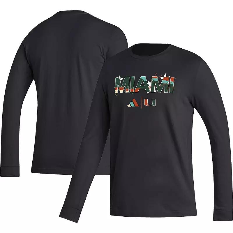 Men's adidas Black Miami Hurricanes Honoring Black Excellence Long Sleeve T-Shirt,  Product Image