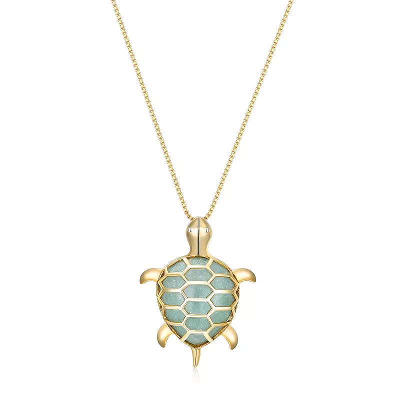 Dynasty Jade 18k Gold Over Silver Jade Turtle Pendant, Womens Green Product Image
