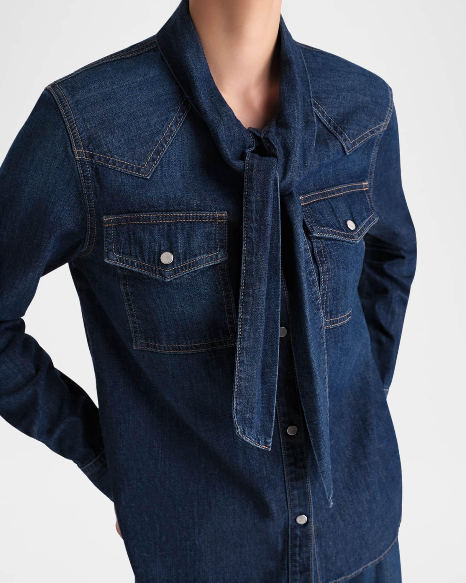 Ranchers Daughter Denim Tie-Neck Shirt  Product Image