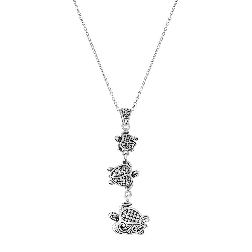 Athra NJ Inc Sterling Silver Triple Turtle Pendant Necklace, Women's, Size: 18" Product Image