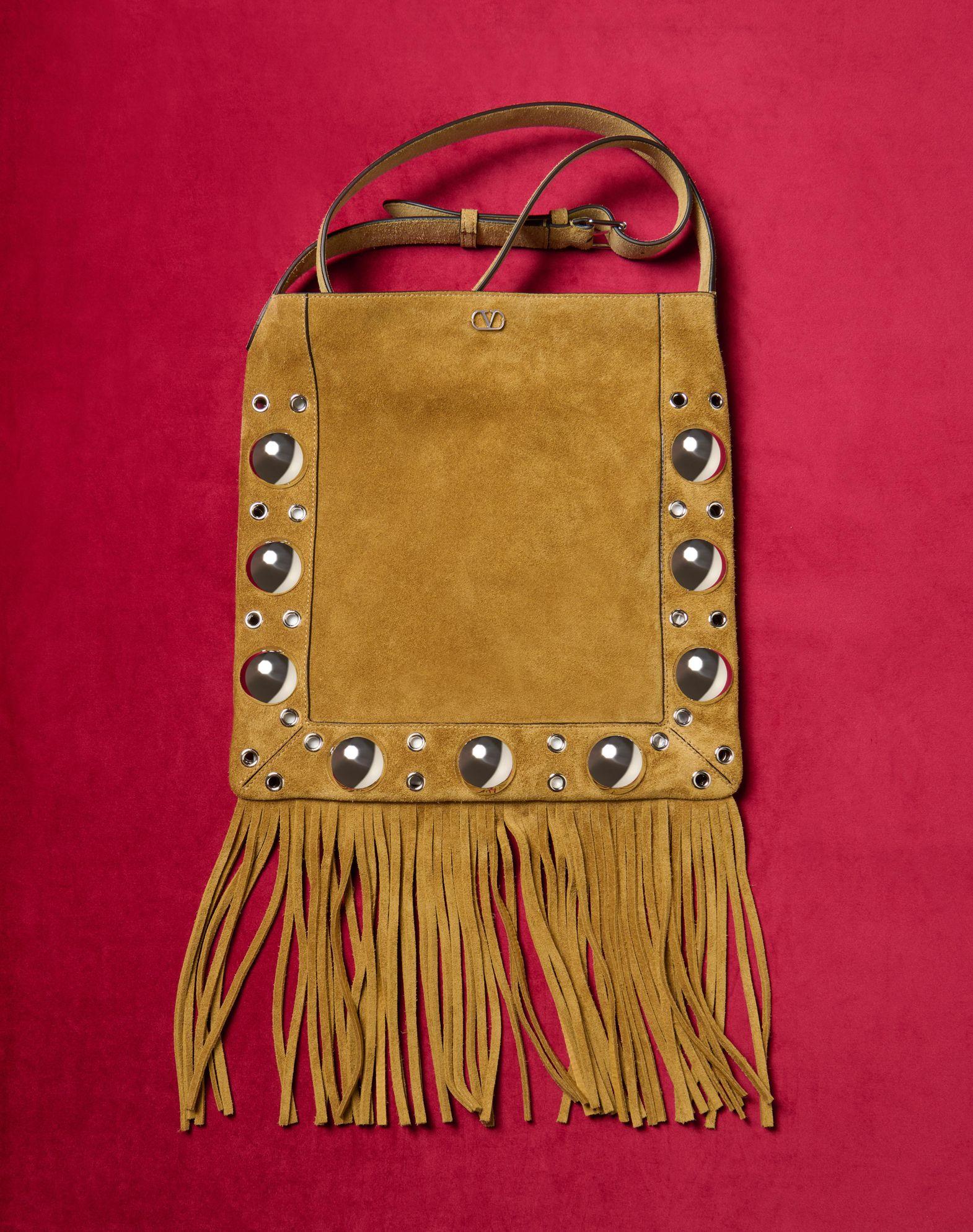 Valentino Garavani Nellcôte Suede Shoulder Bag With Fringes Product Image
