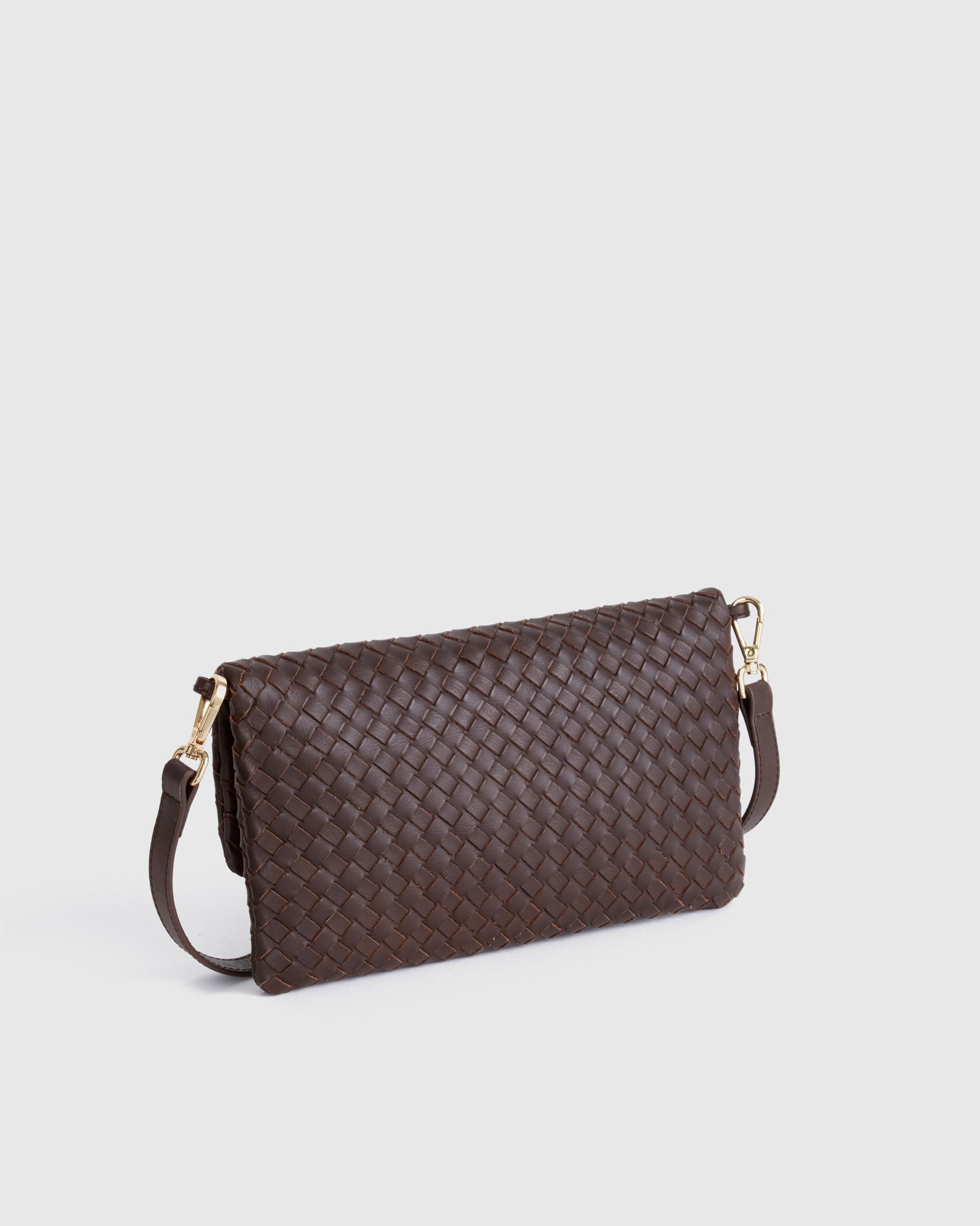 Quince | Women's Italian Leather Handwoven Convertible Clutch Product Image