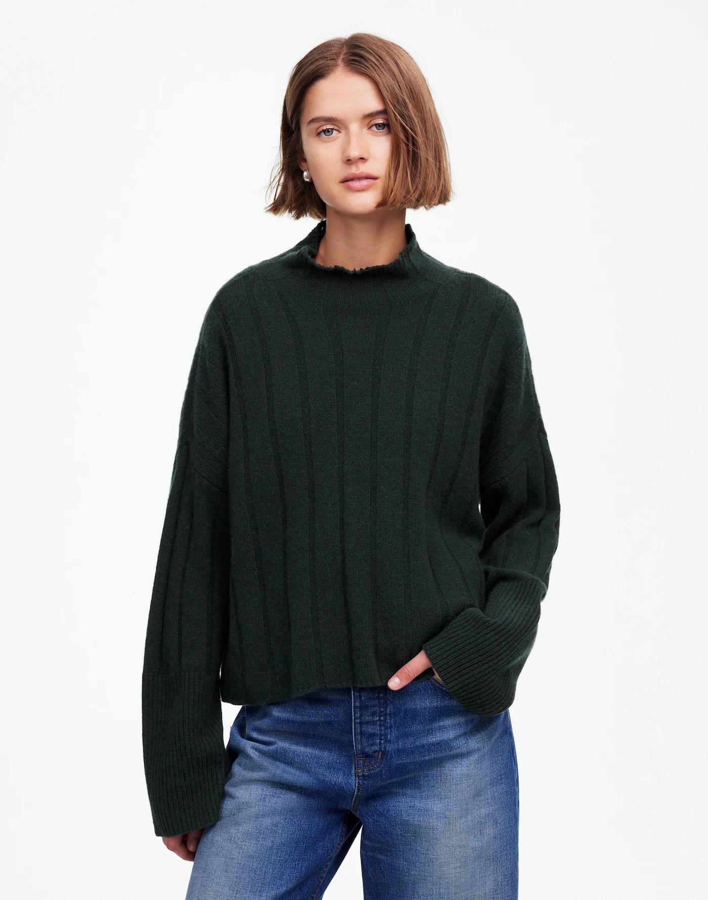 Ribbed Cashmere-Wool Blend Pullover Sweater Product Image