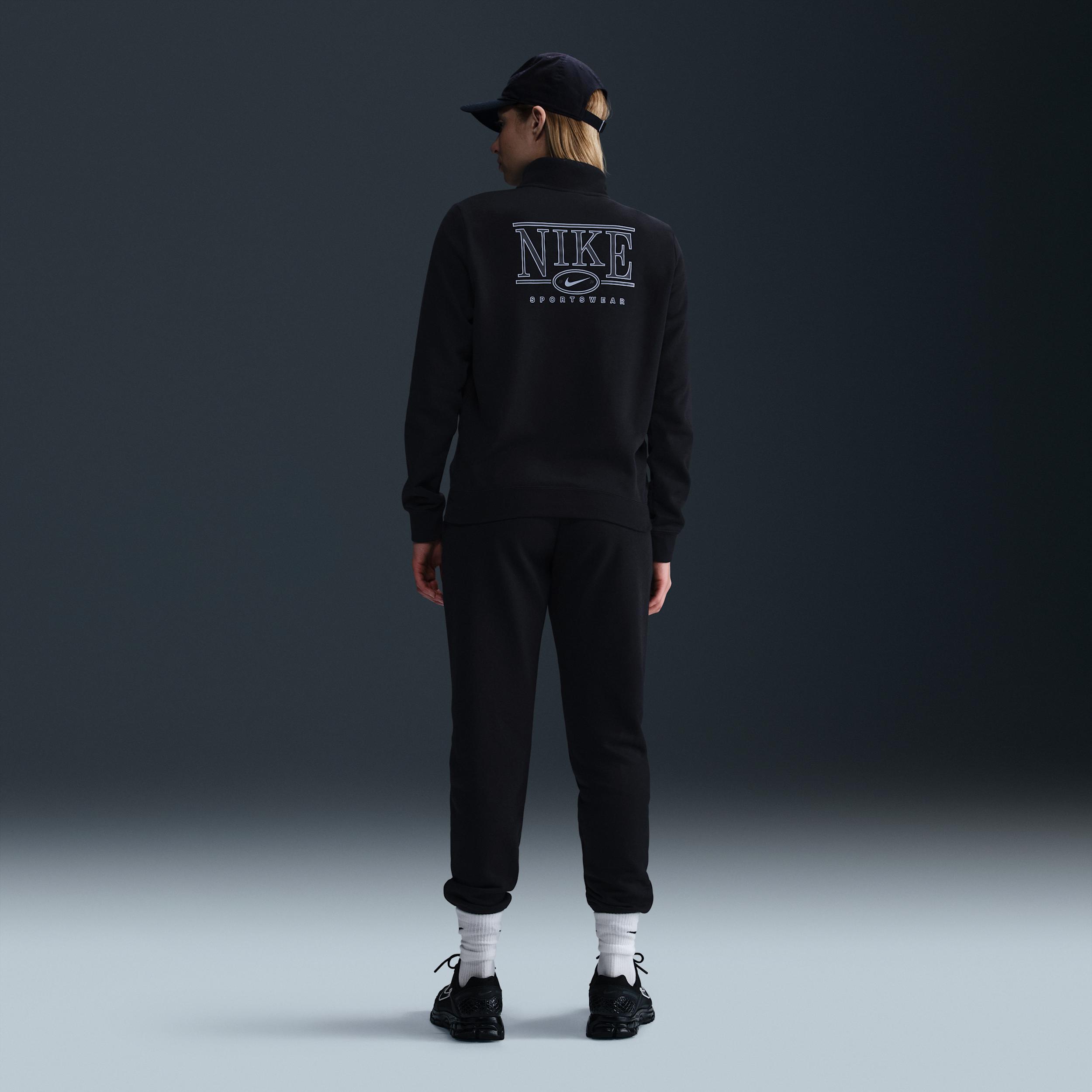 Womens Nike Sportswear Club Fleece Mock-Neck 1/2-Zip Graphic Top | HJ0985-010 Product Image