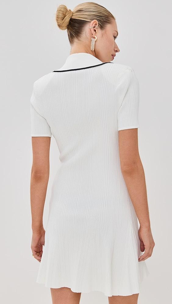 Self Portrait White Viscose Rib Knit - Mini Dress | Shopbop Product Image