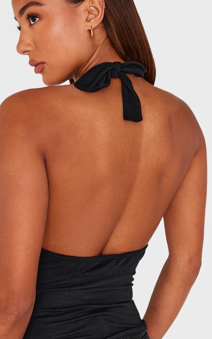 Black Contour Jersey Ruched Halter Neck Top Product Image