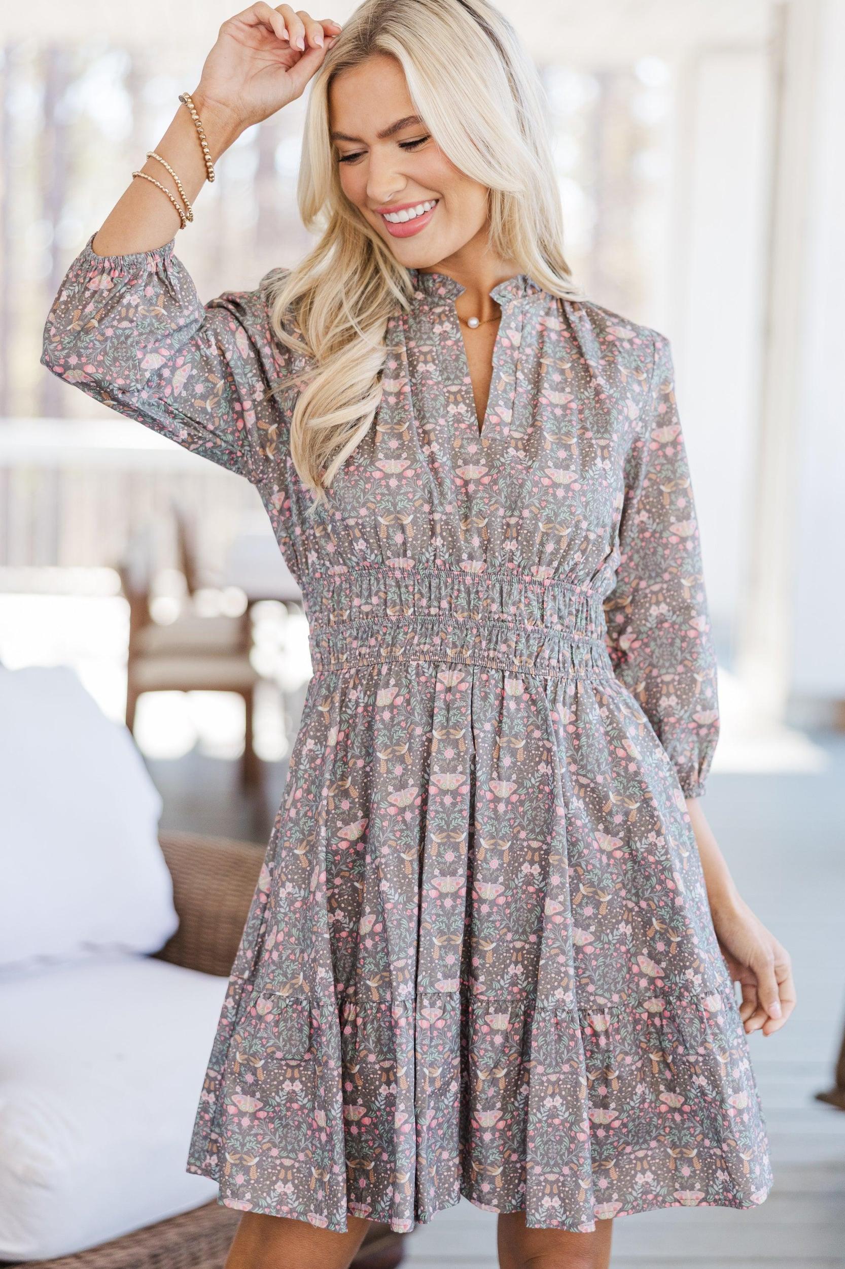 It's All Alright Brown Floral Dress Female Product Image