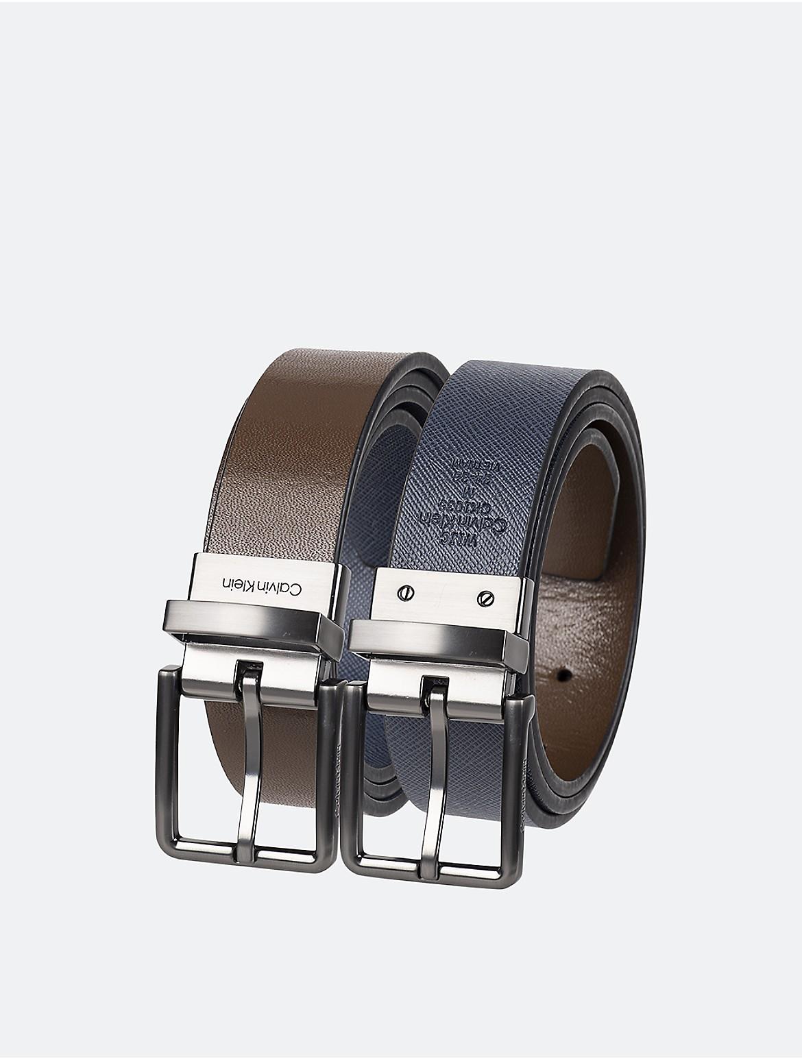Calvin Klein Mens Saffiano Leather Reversible Belt - Black Product Image