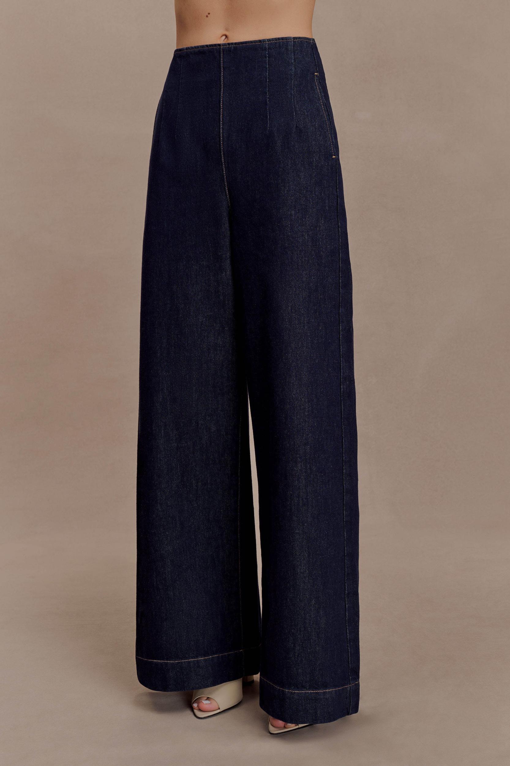Maral High Waisted Dart Jeans - Washed Indigo Blue Product Image