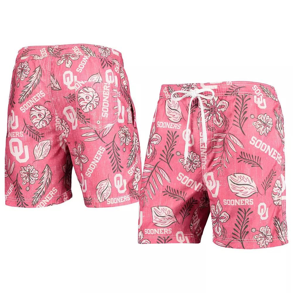 Men's Wes & Willy Crimson Oklahoma Sooners Vintage Floral Swim Trunks, Size: XL, Red Product Image