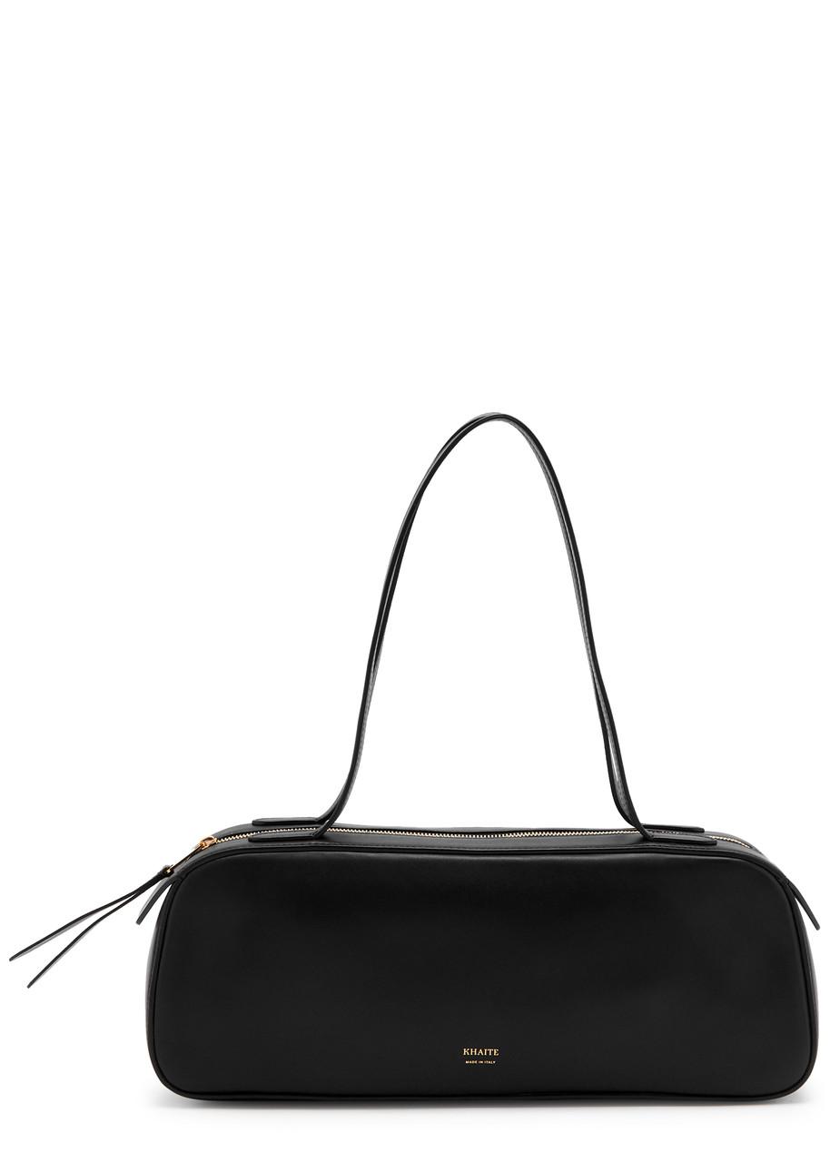 KHAITE Simona Crackle Patent Leather Shoulder Bag In Black Product Image