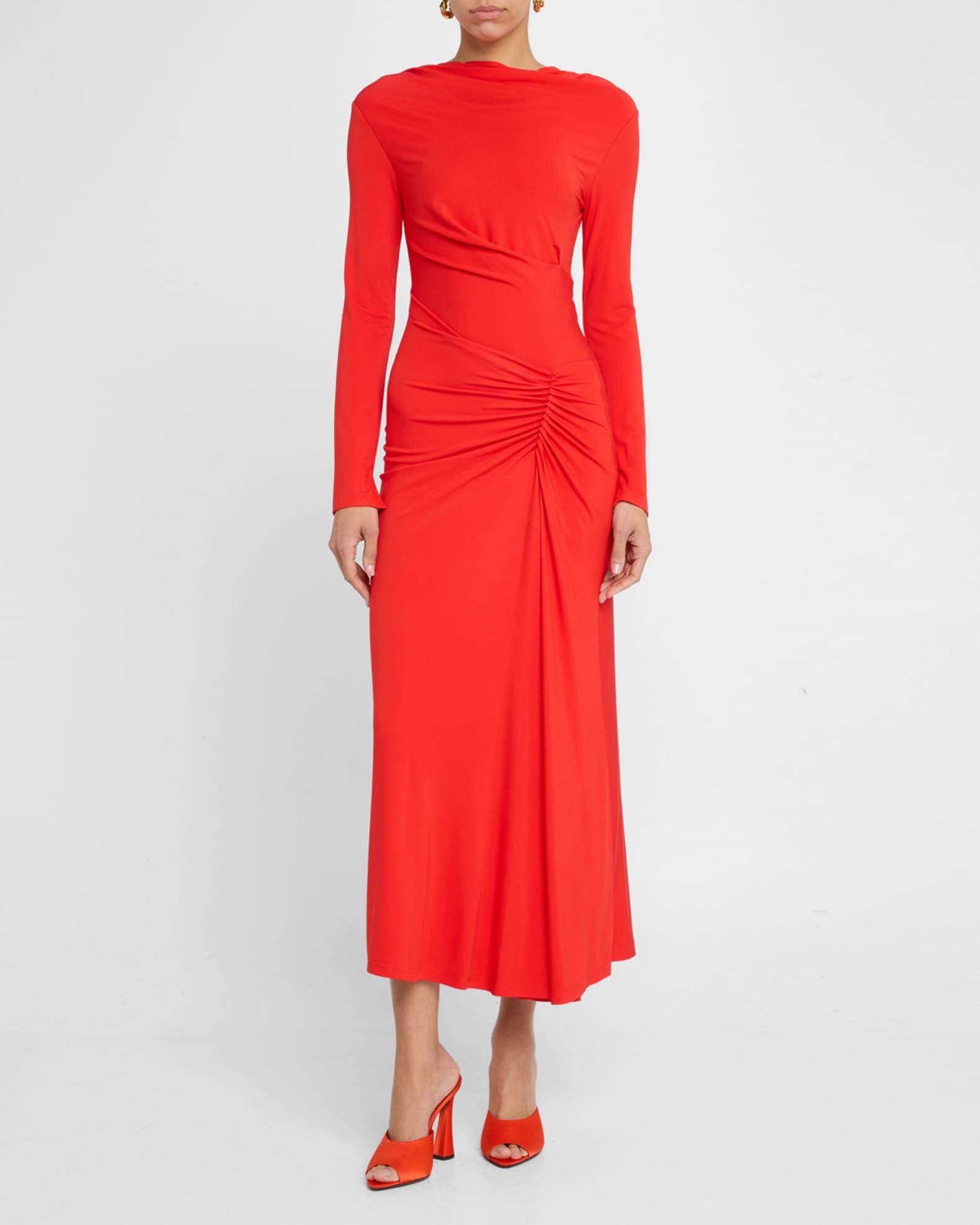 Ferrera Ruched Long-Sleeve Midi Dress Product Image