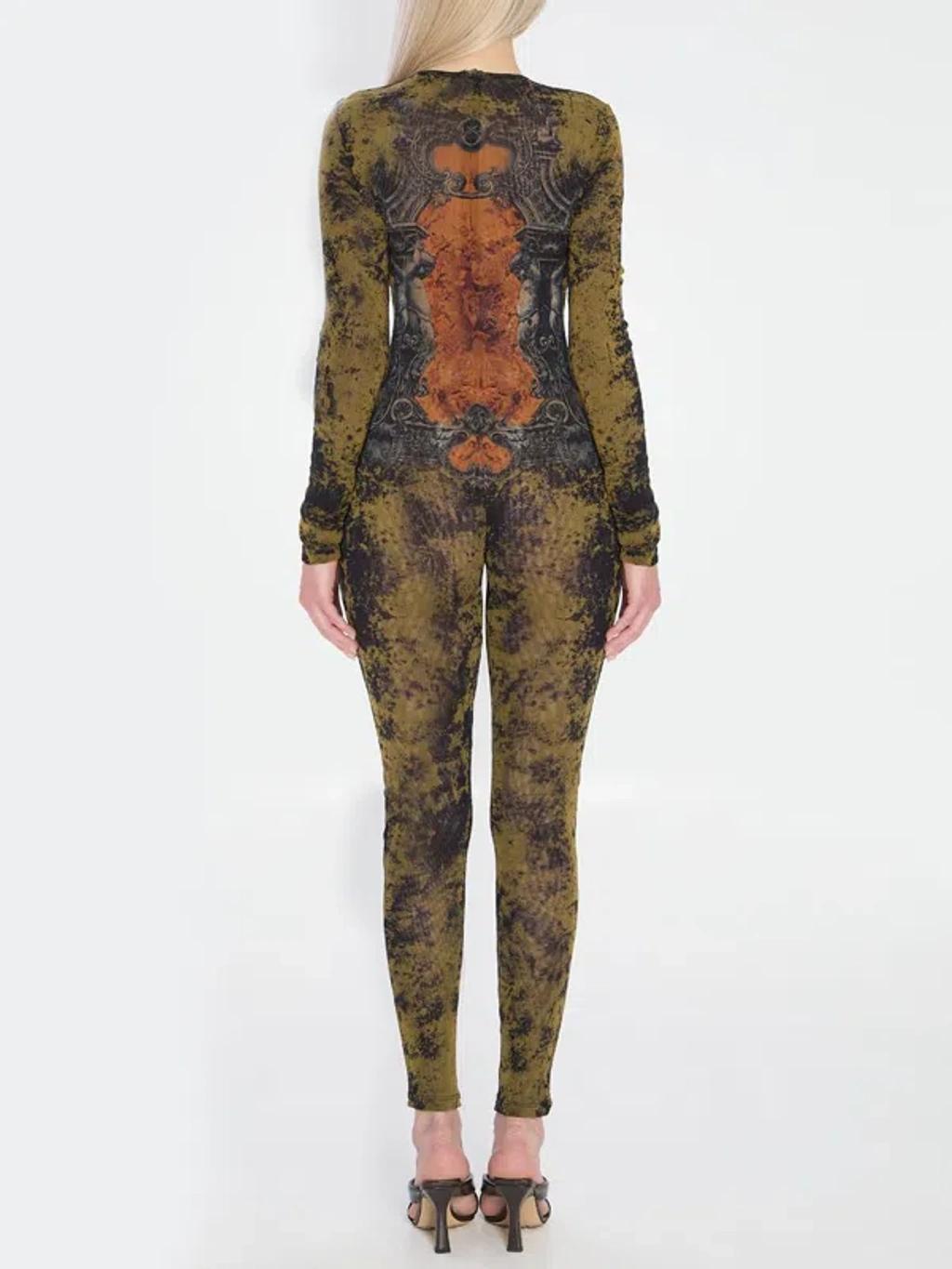 JEAN PAUL GAULTIER Graphic Print Full-length Dress With Long Sleeves In Black Product Image