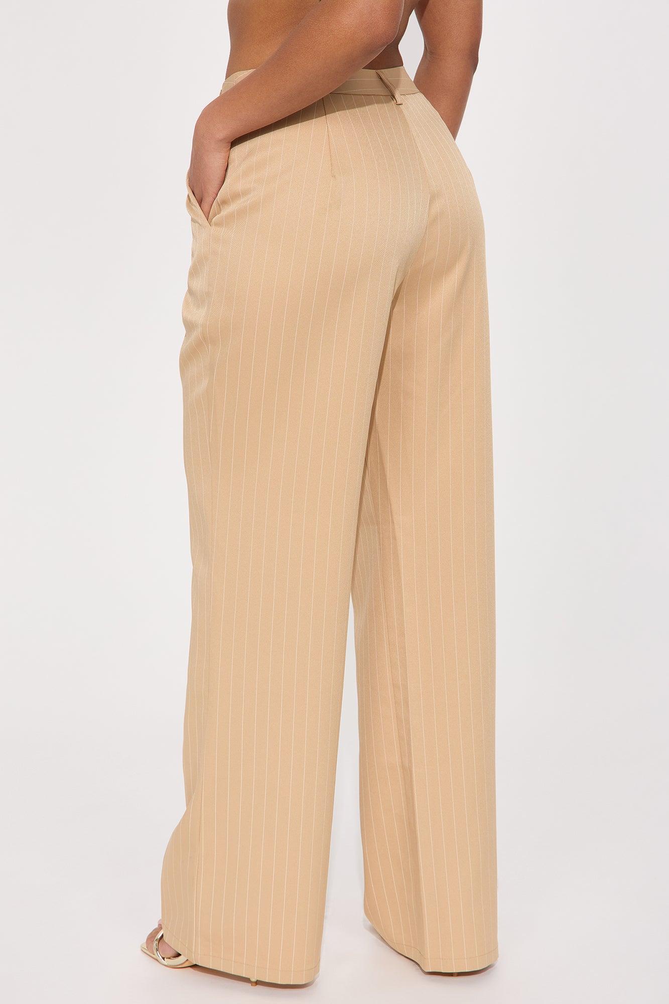 Kelsey Pinstripe Trouser - Tan Product Image