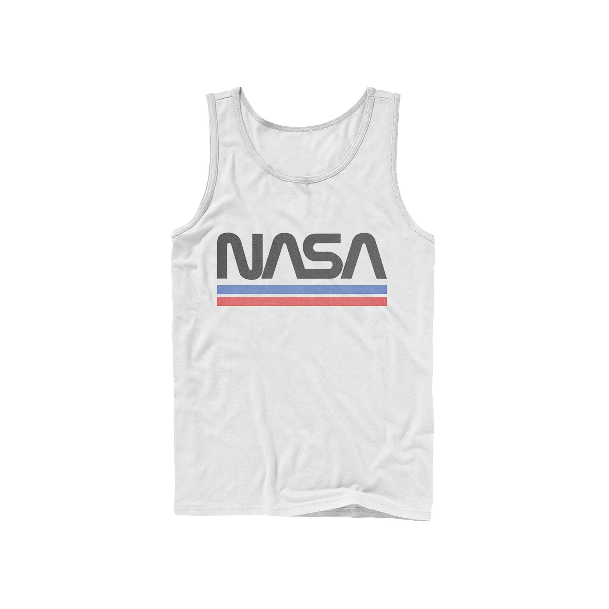 Men's NASA Red Blue Stripe Minimal Logo Vintage Graphic Tank Top,  Product Image