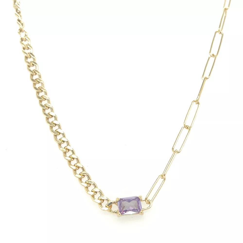 Meshmerise Gold Over Sterling Silver Paperclip Birthstone Link Necklace, Women's, Size: 16-18" ADJ, May Product Image