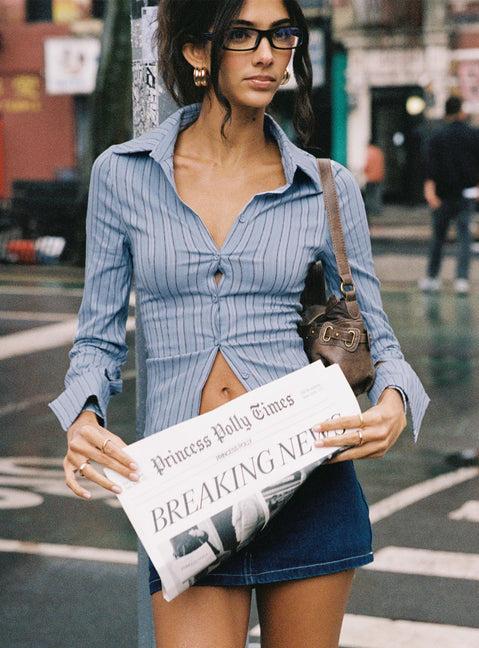 Madlin Long Sleeve Top Blue Stripe Product Image