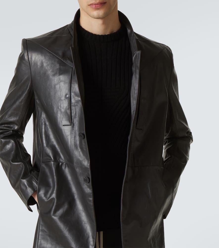 RICK OWENS Black Hollywood Lido Leather Coat In 09 Black Product Image