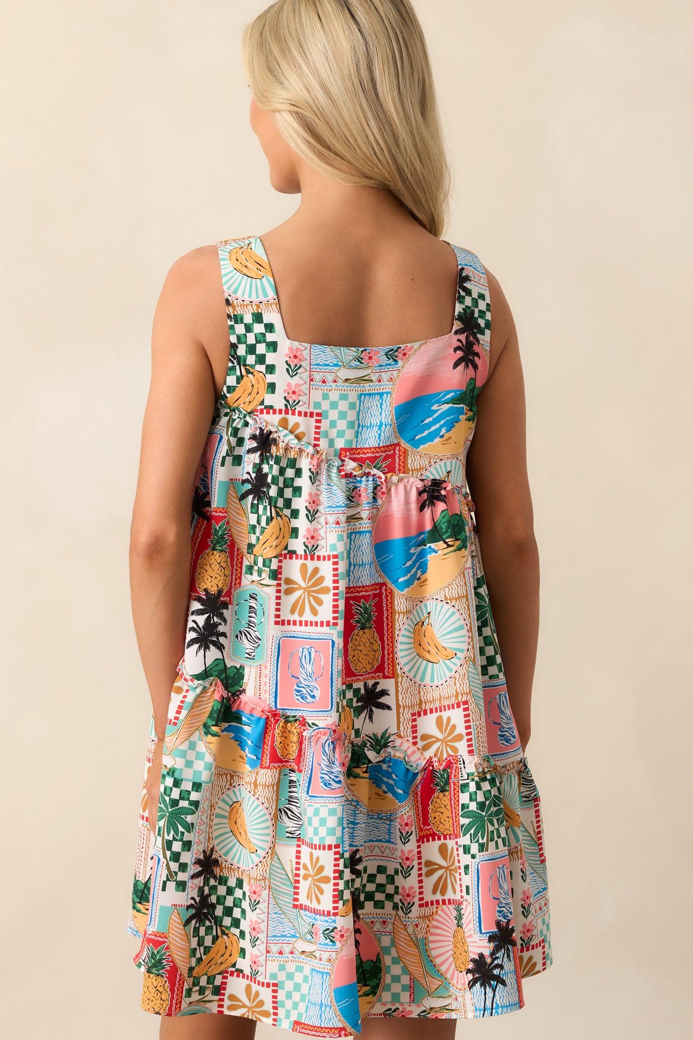 Tidal Treasures Multi Tropical Print Mini Dress Product Image