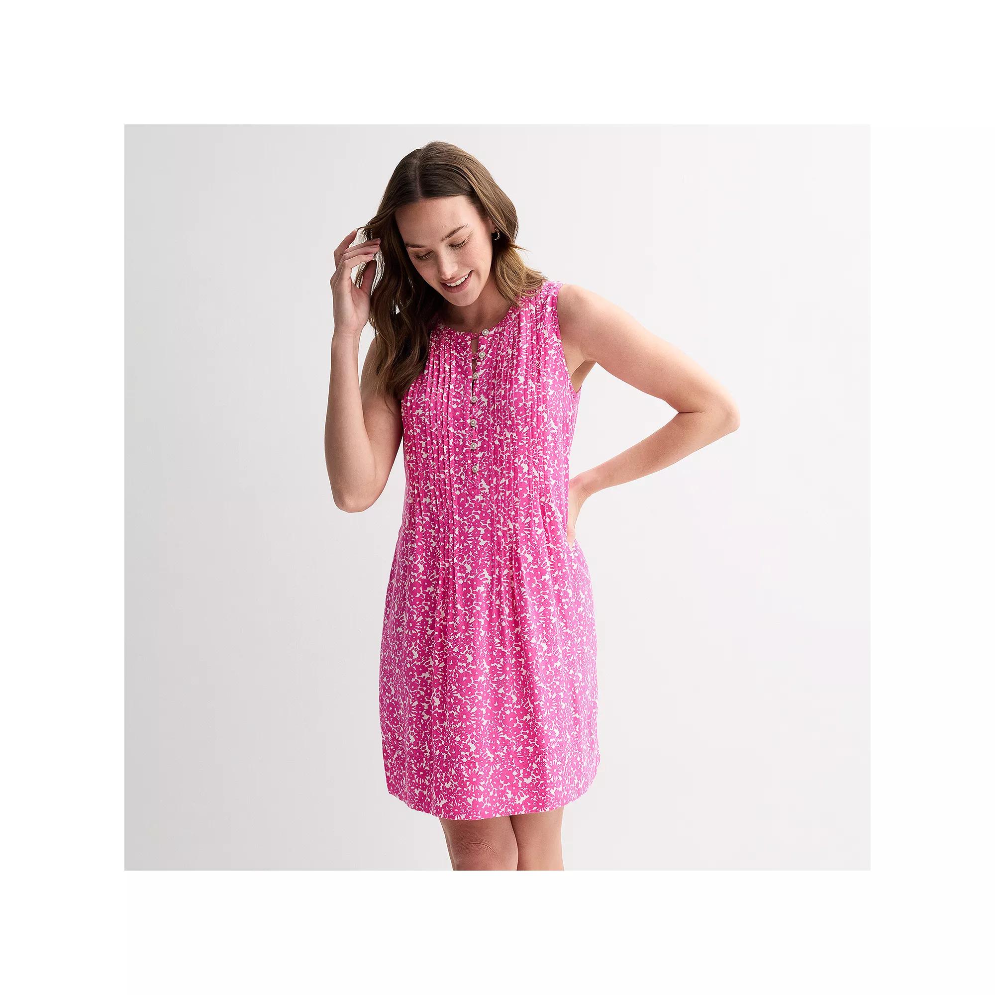 Women's Sonoma Goods For Life® Sleeveless Pintuck Dress, Size: Medium, Pink Ditsy Floral Product Image