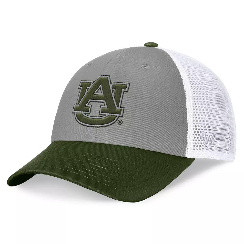 Men's Top of the World Gray/Green Auburn Tigers OHT Military Appreciation Badge Trucker Adjustable Hat, Grey Product Image