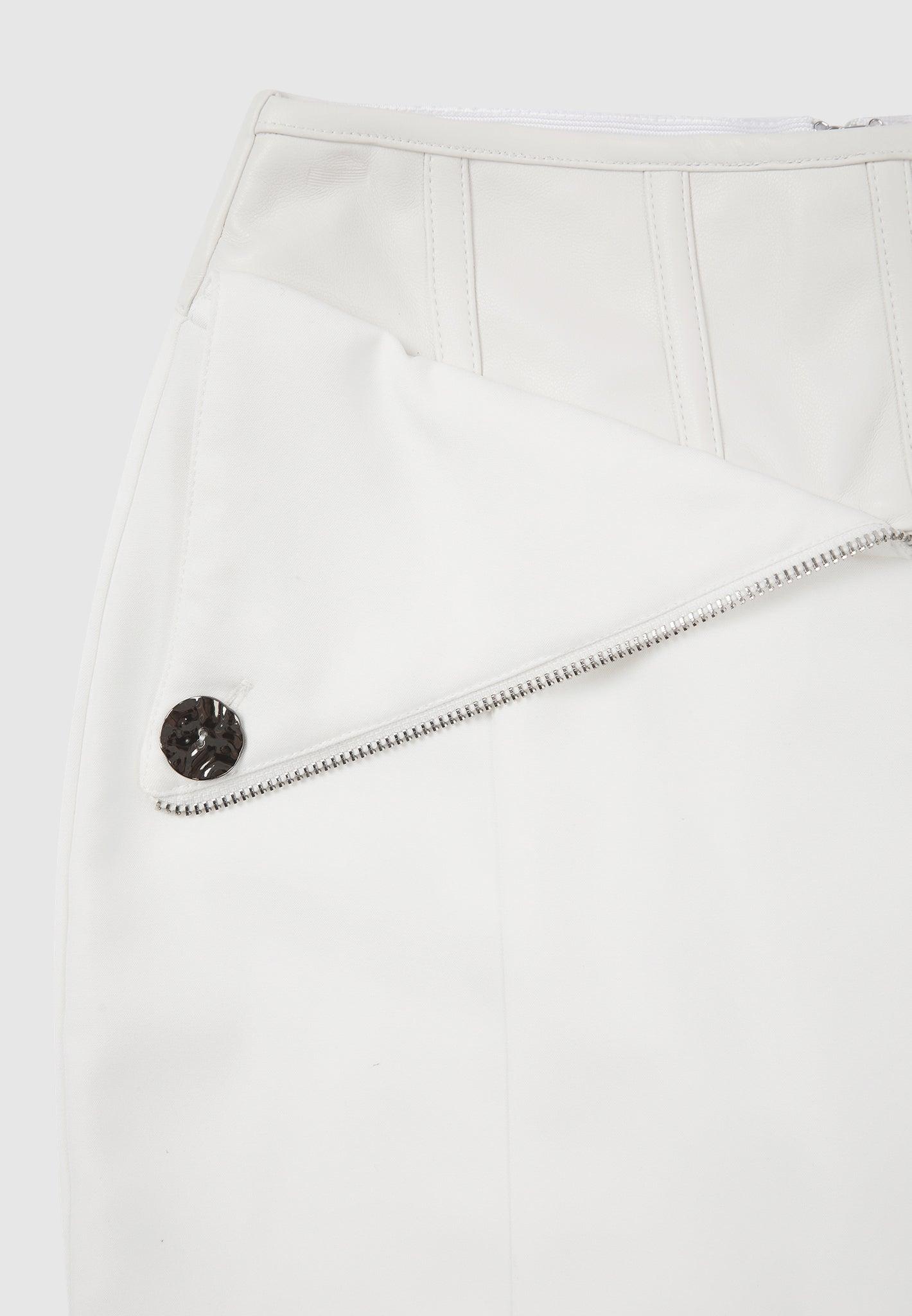 Leather Corset Zip Trousers - White Female Product Image