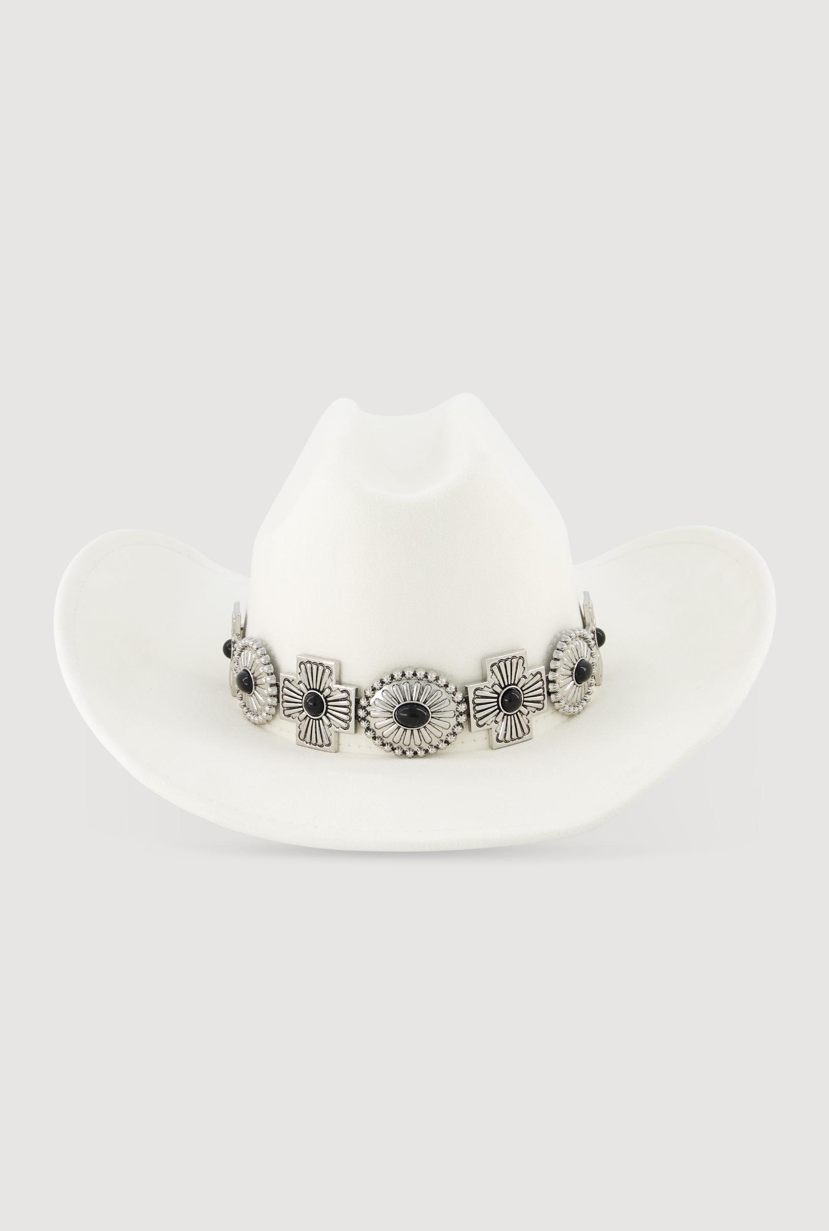 Faux Suede Metallic Cross Cowboy Hat Female Product Image