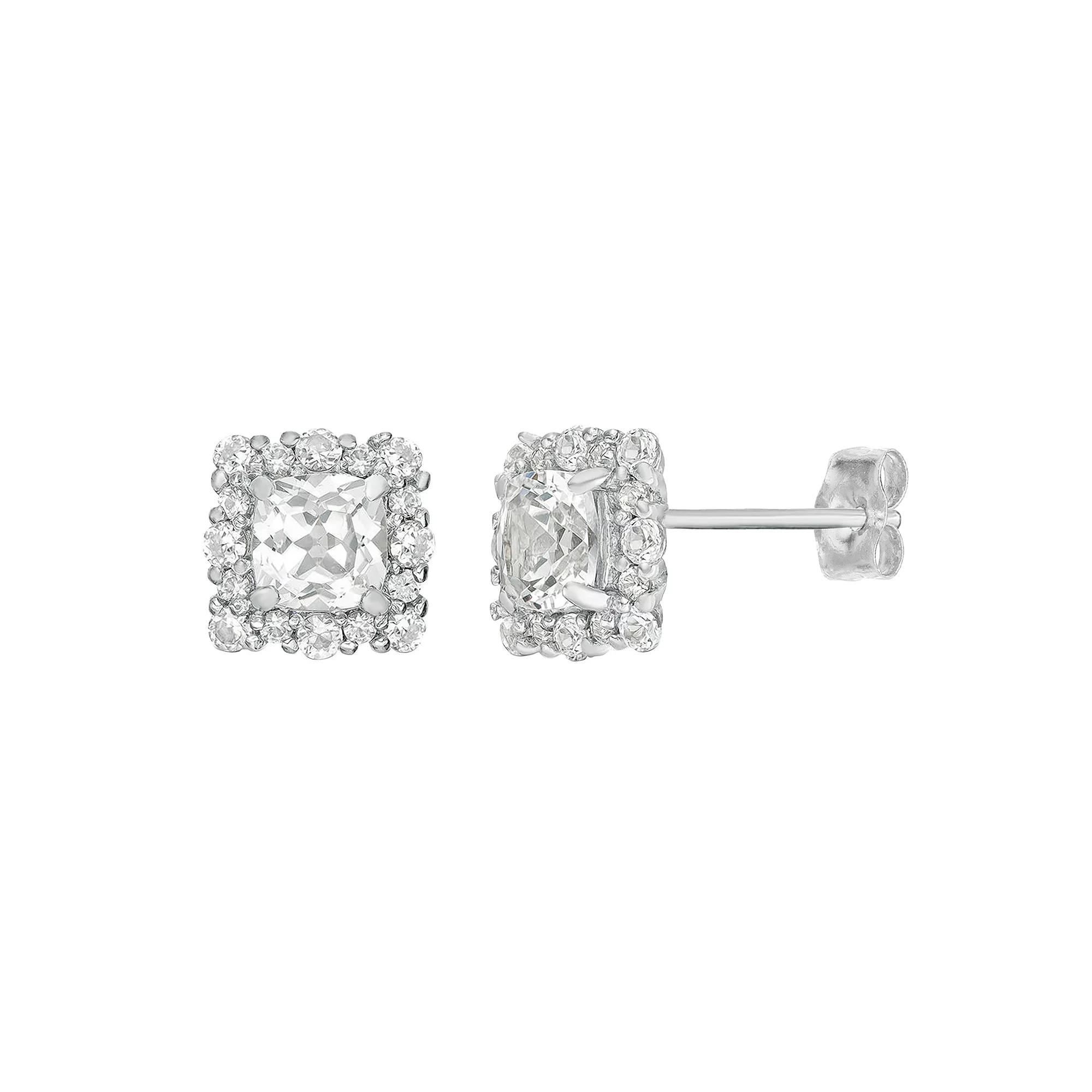 Gemminded Sterling Silver Lab-Created White Sapphire Earrings, Women's Product Image
