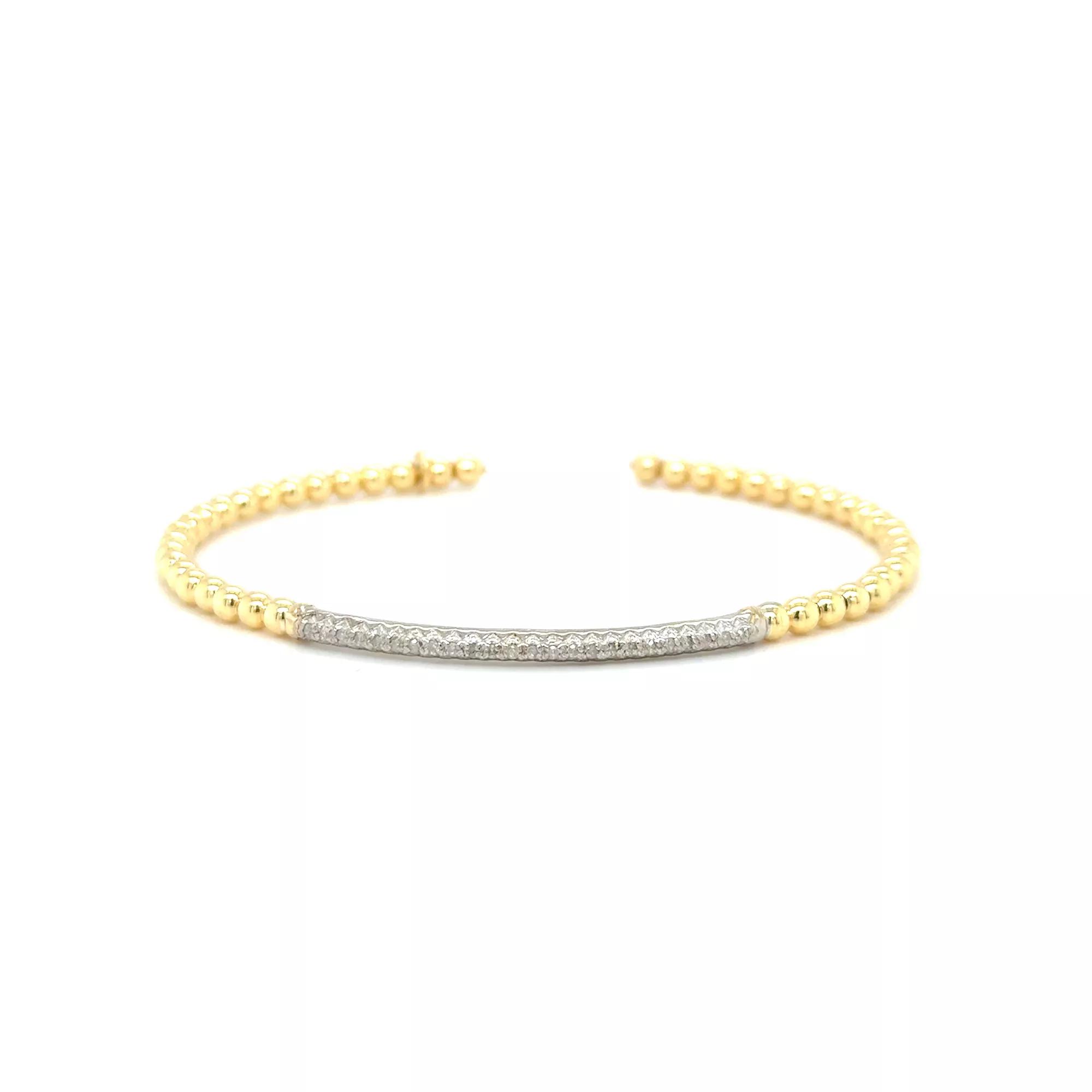 Meshmerise Sterling Silver 1/6 Carat T.W. Diamond Bead Cuff Bracelet, Women's, Size: 7", Gold Tone Product Image