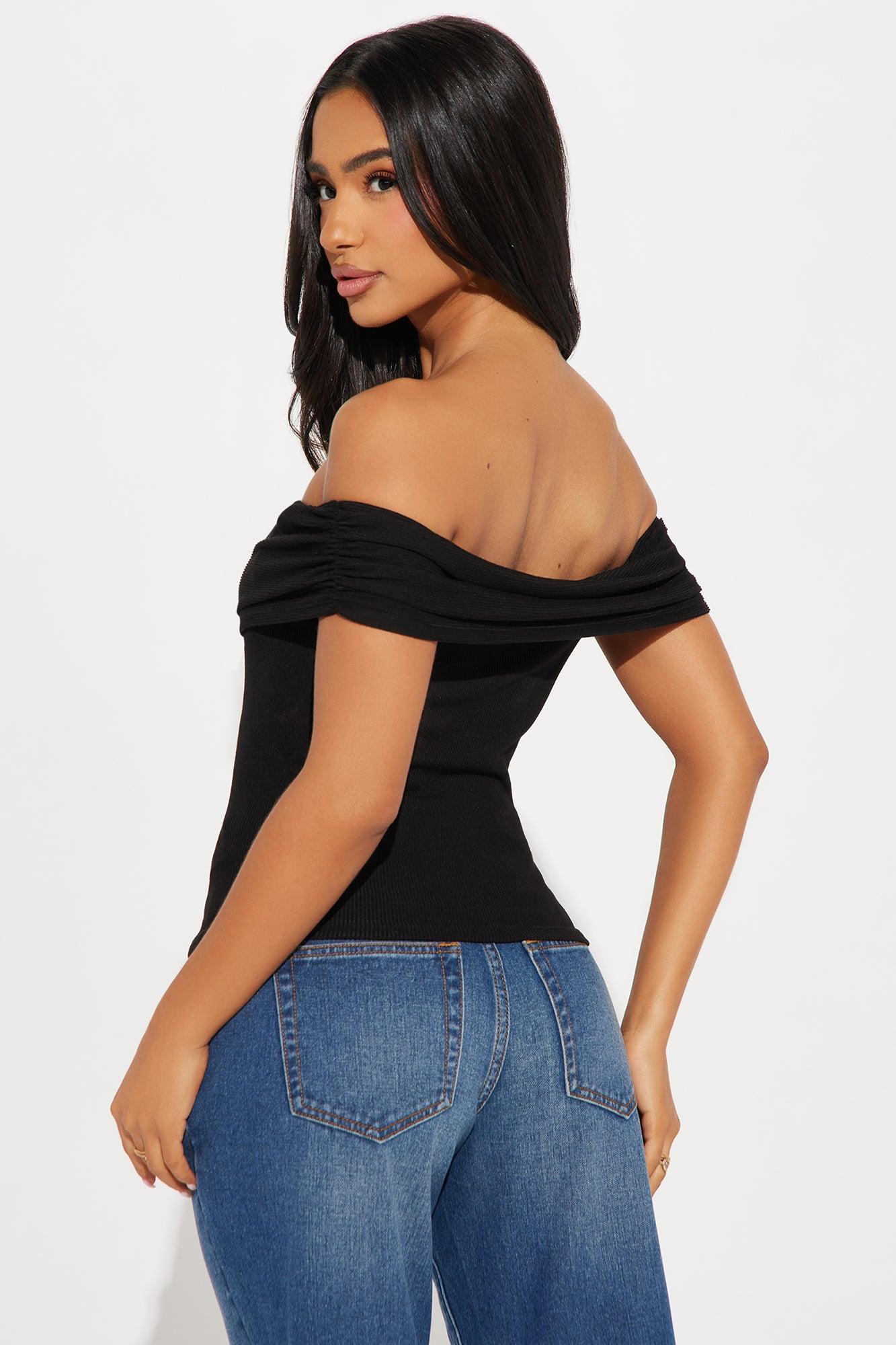 Brighter Days Off Shoulder Top - Black Product Image