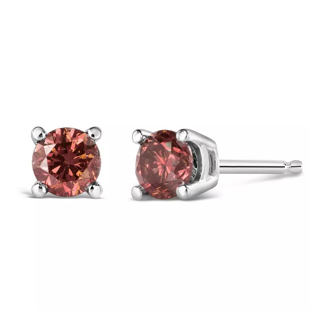 Haus of Brilliance 14k Gold 1/2 Carat T.W. Lab-Grown Pink Diamond Solitaire Stud Earrings, Women's, 14k White Gold Product Image