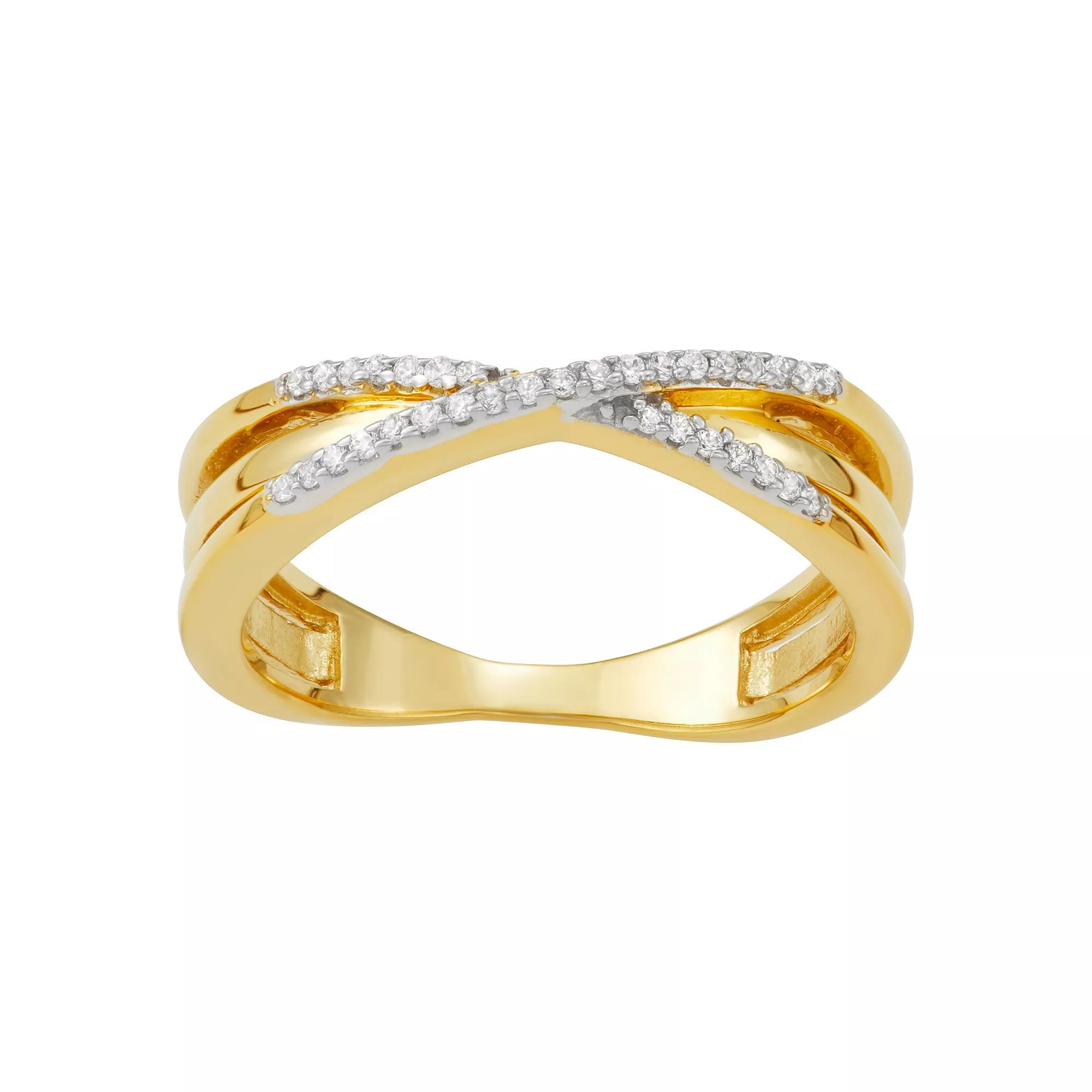 Jewelexcess 14k Gold Over Silver 1/10 Carat T.W. Diamond Ring, Women's, Size: 6, Gold Tone Product Image