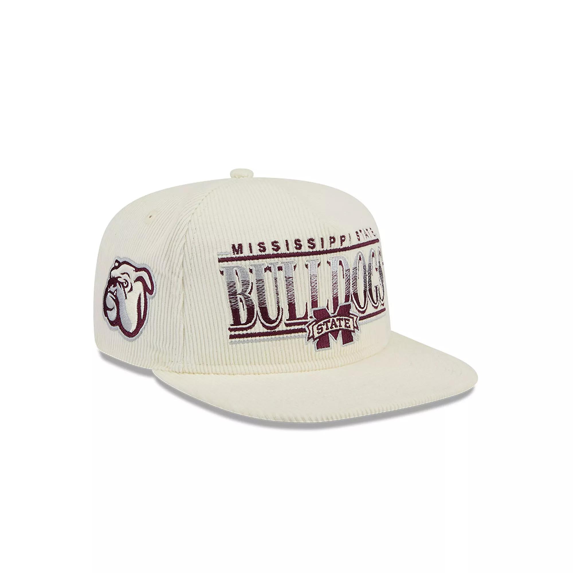 Men's New Era White Mississippi State Bulldogs Throwback Golfer Corduroy Snapback Hat, Mst Beige Product Image