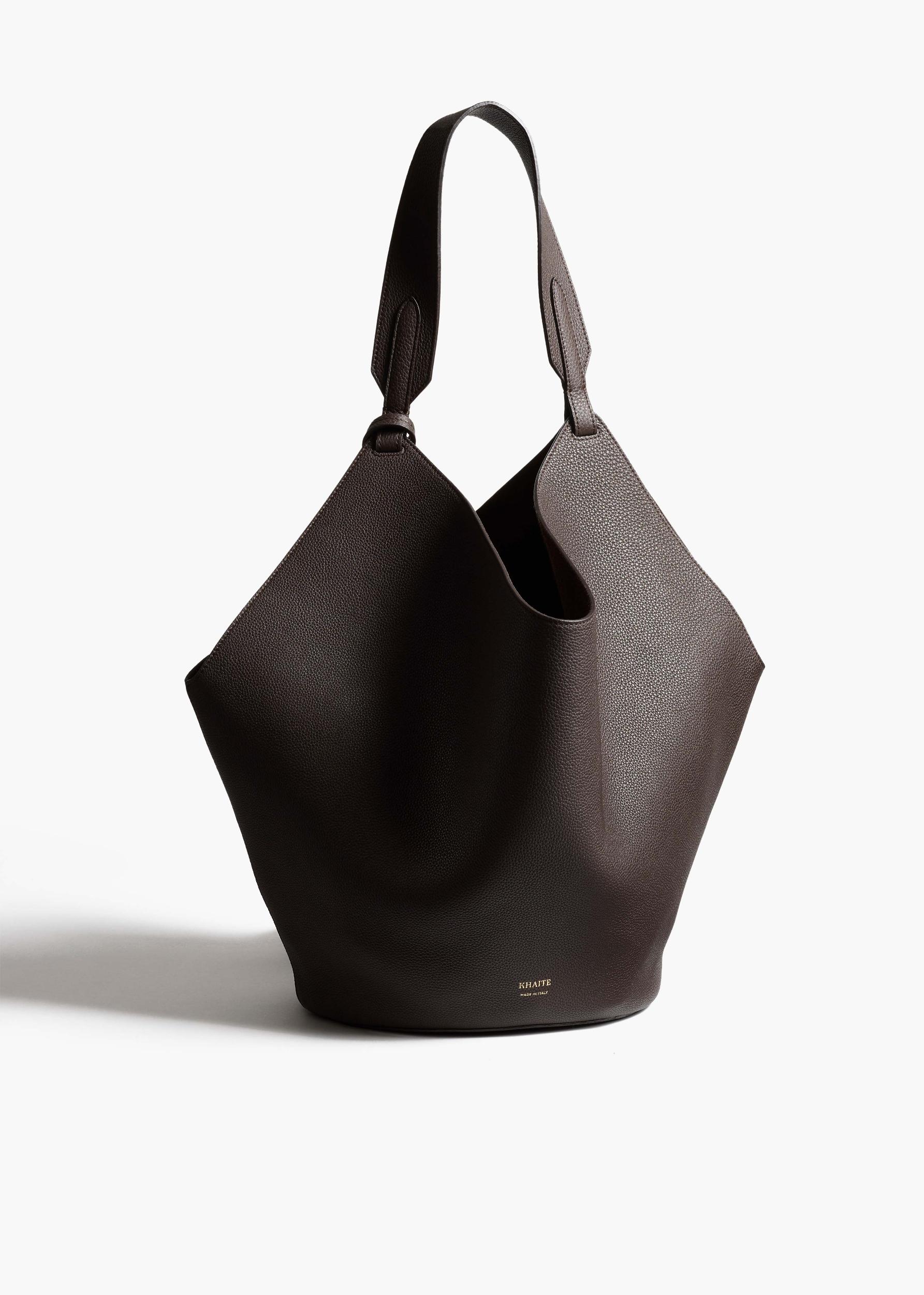 Medium Lotus Tote in Espresso Pebbled Leather Product Image