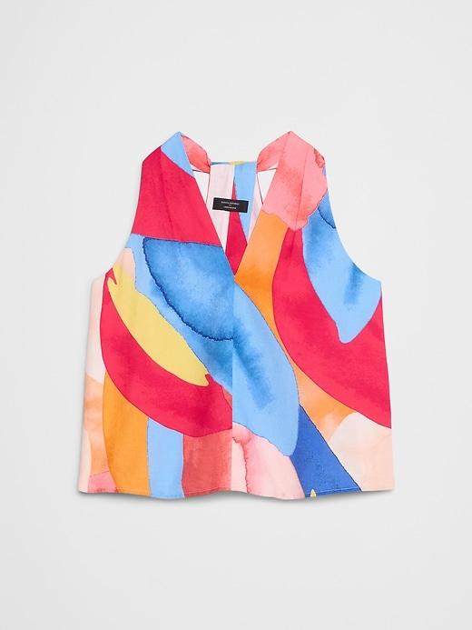 Linen-Blend V-Neck Top Product Image