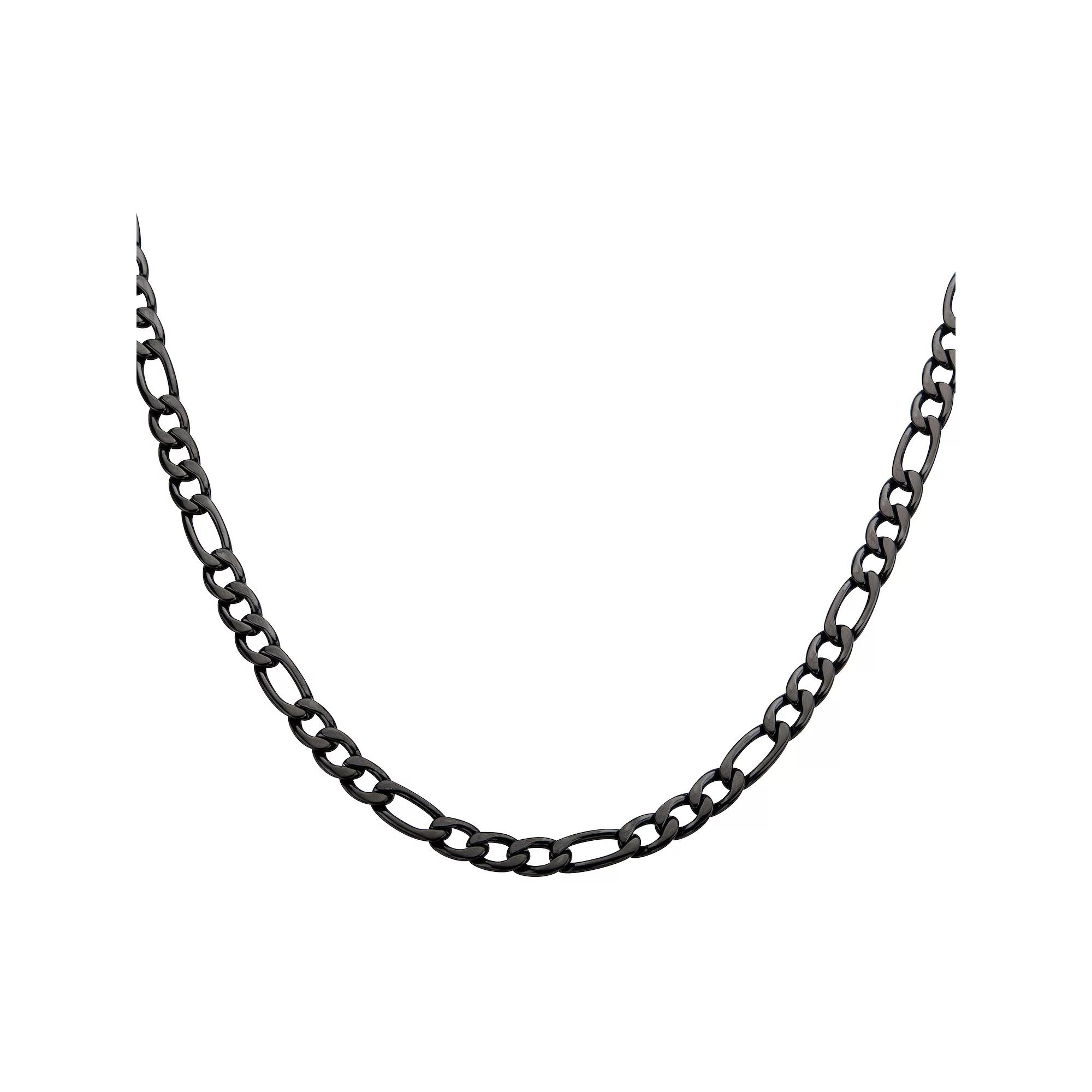 Men's Stainless Steel 6 mm Figaro Chain Necklace, Size: 24", Black Tone Product Image