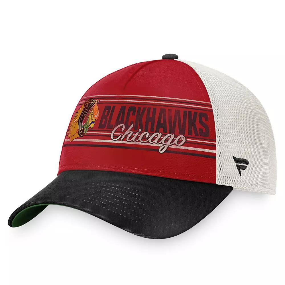 Men's Fanatics Branded Red/Black Chicago Blackhawks True Classic Retro Trucker Snapback Hat Product Image