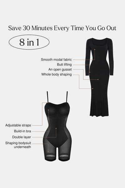 Basic Bae Built-In Shapewear Square Neck Long Sleeve Maxi Dress Product Image
